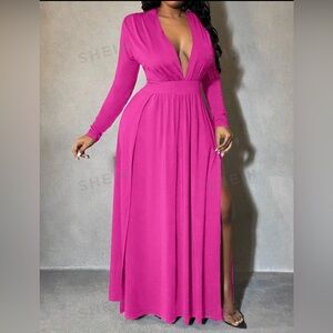 Women’s Plus SZ 3X Hot Pink Long Gown